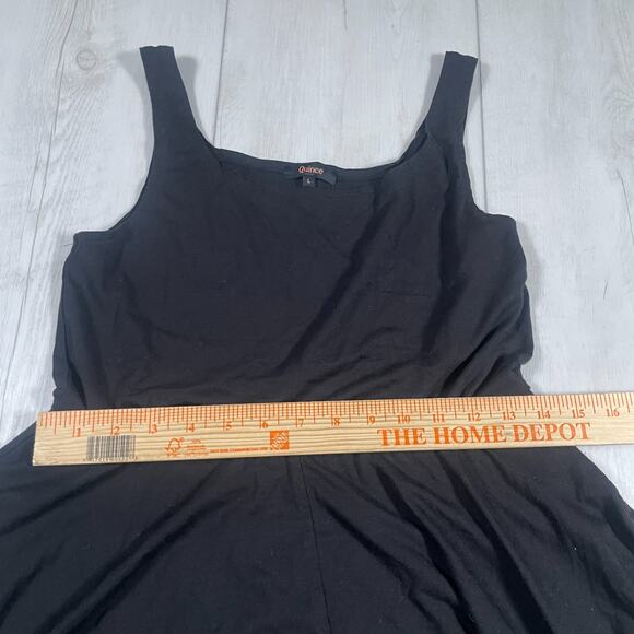 Quince Womens Large Tencel Jersey Fit & Flare Dress Black Basic Sleeveless - Picture 11 of 13